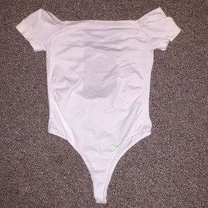 WHITE LARGE CRISSCROSS BACK THONG BODYSUIT